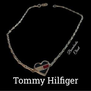 Tommy Hilfiger Color Silver Heart Anklet with Red  White and Blue